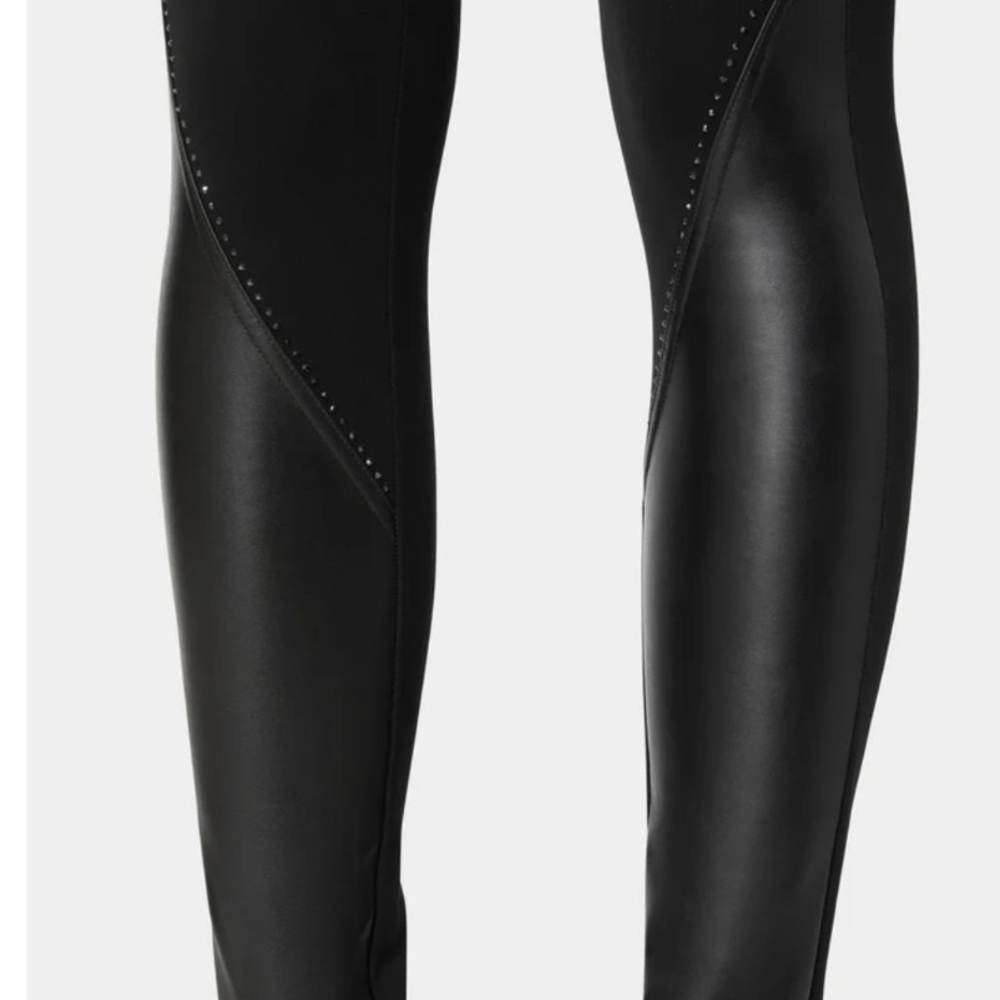 Bebe Women's Black Leggings with Sleek Leather Accents - Picture 3 of 6